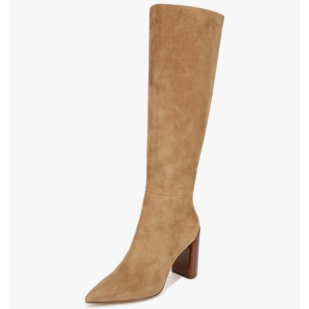 Vince Women's Leather Upper Pilar Knee High Boots Pointy Toe Beige Size 8.5 NWOT